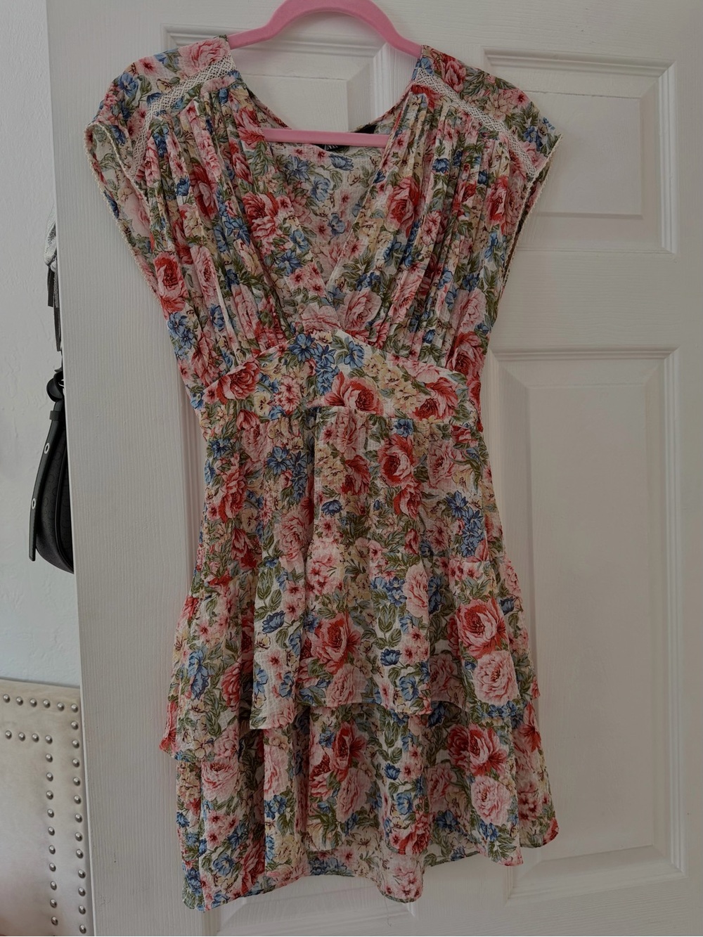 Zara Pink Rose Floral Tiered Dress for Girls